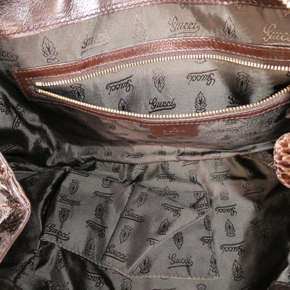 AUTHENTIC Gucci Brown Snakeskin Clutch Handbag - Picture 6 of 8